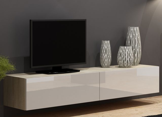 Тумба ТВ VIGO 180 сонома/белый глянец