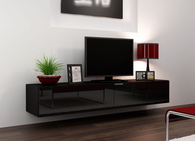 Тумба ТВ VIGO 180 черный/черный глянец