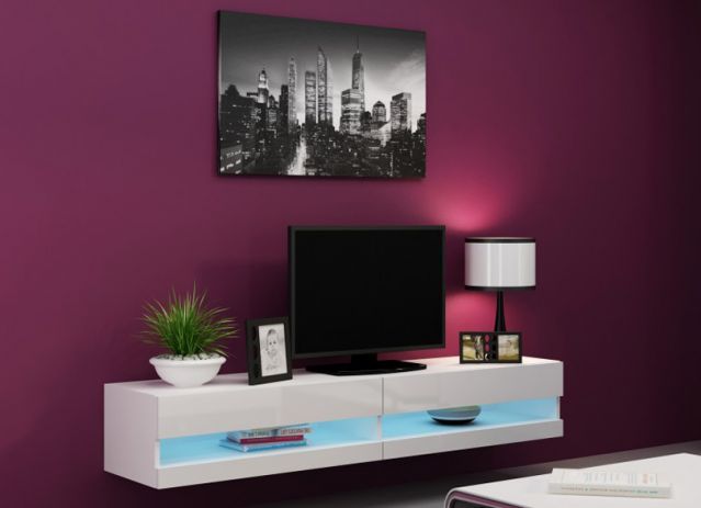 Тумба ТВ открытая VIGO 180 белый/белый глянец