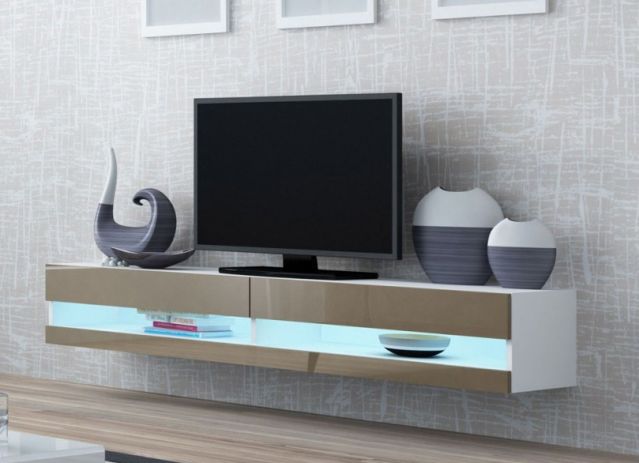 Тумба ТВ открытая VIGO 180 белый/латте глянец