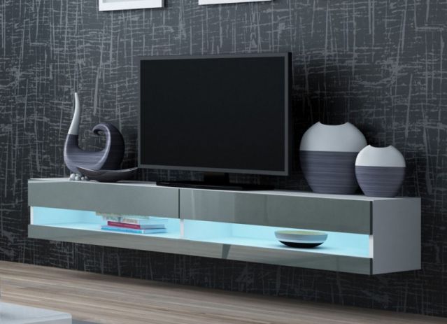 Тумба ТВ открытая VIGO 180 белый/серый глянец