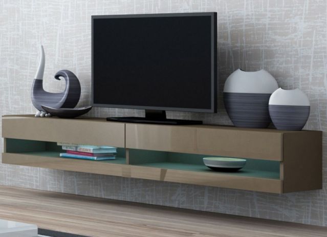 Тумба ТВ открытая VIGO 180 латте/латте глянец