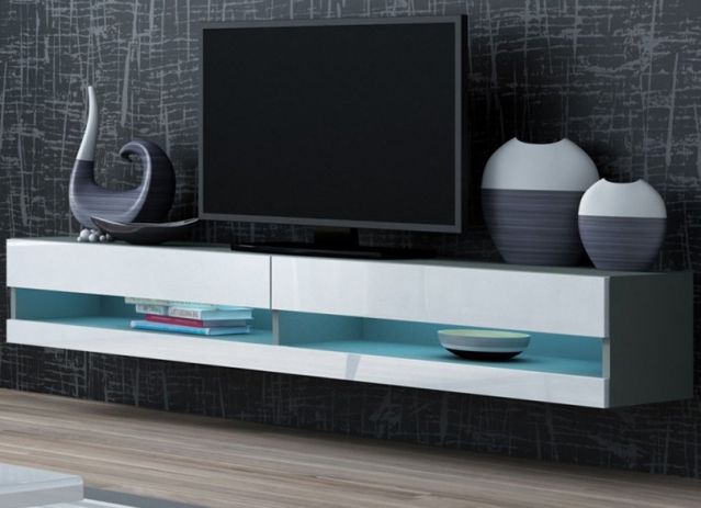 Тумба ТВ открытая VIGO 180 серый/белый глянец