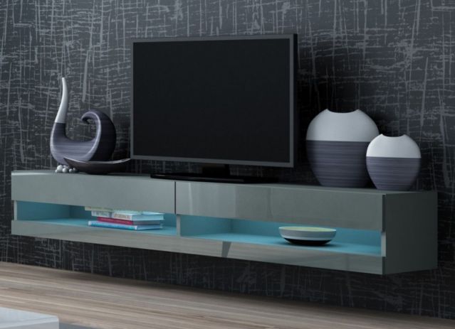 Тумба ТВ открытая VIGO 180 серый/серый глянец