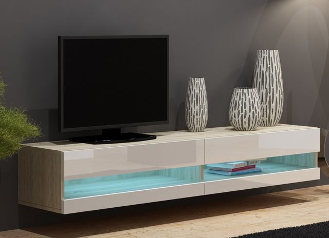 Тумба ТВ открытая VIGO 180 сонома/белый глянец