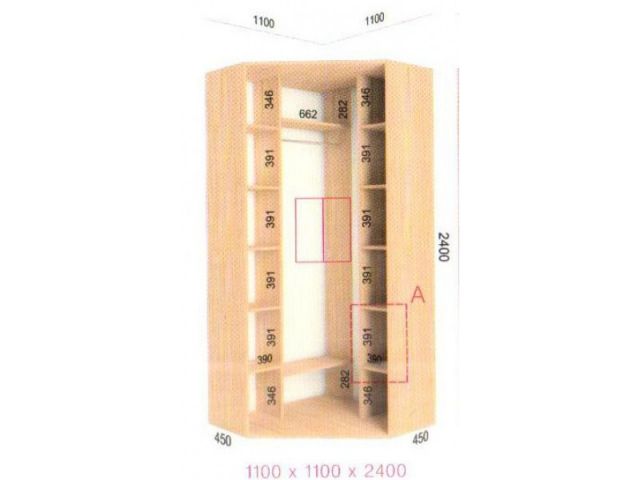 Шкаф купе угловой Феникс (1100-2400-450)