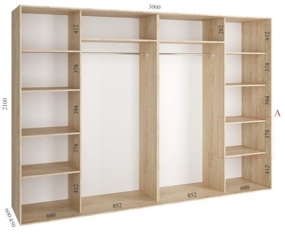 Шкаф купе Стандарт трехдверный Феникс (2100-600-3000)