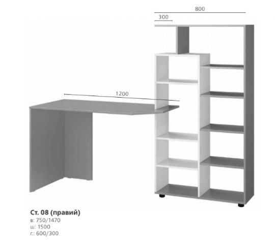 Компьютерный стол СТ-08 правый