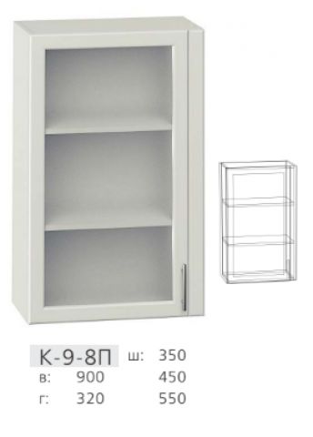 Шкаф К9-8П 1-дверный витрина