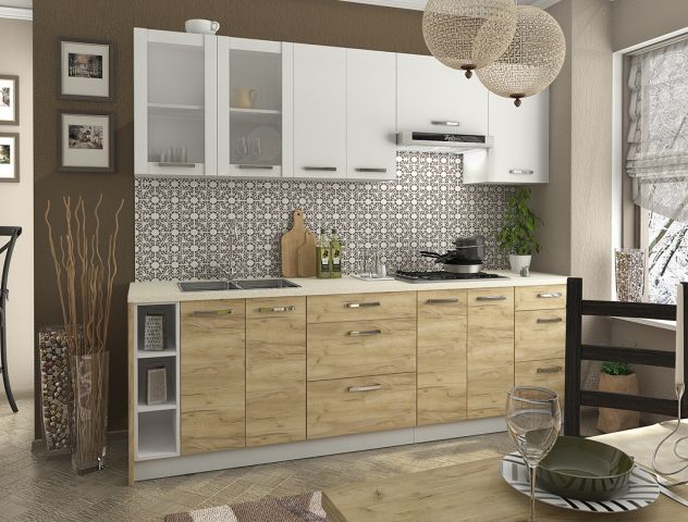 Кухня Шарлотта дуб крафт золотой/белый Сокме