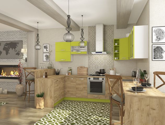 Кухня Шарлотта дуб крафт золотой/белый Сокме