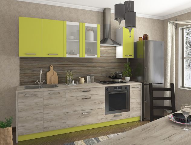 Кухня Шарлотта дуб крафт серый/лайм Сокме