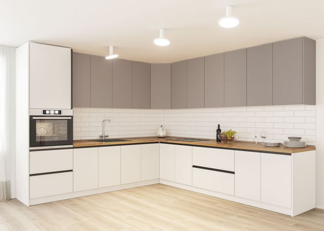 Кухня Софи 3.0 глянец серый и белый