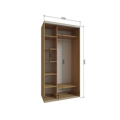 Шкаф-купе дуб сонома зеркало 1200*600*2400