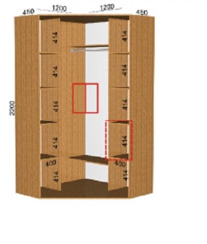 Шкаф-купе угловой (2200-450-1200)