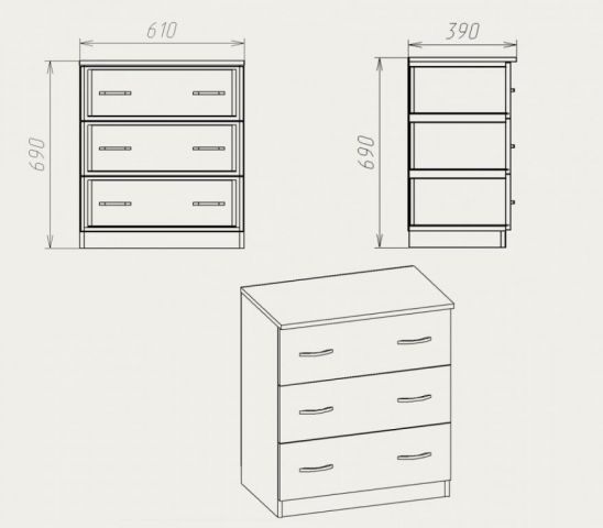 Комод-3А МДФ