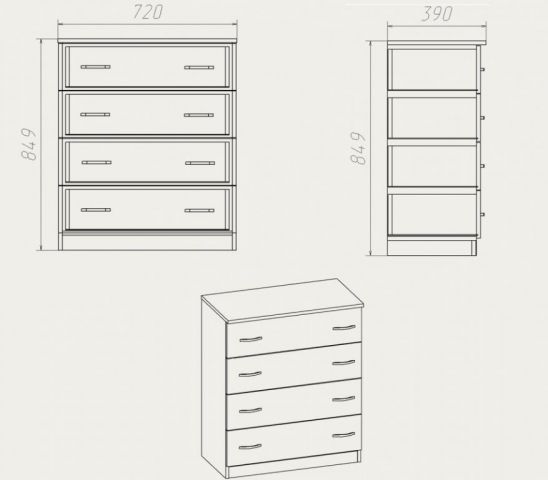 Комод-4Б МДФ
