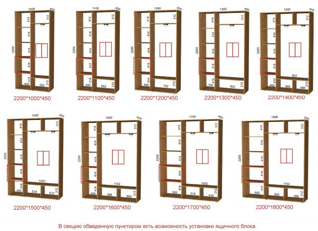 Шкаф-купе зеркало с рисунком (2200-450)