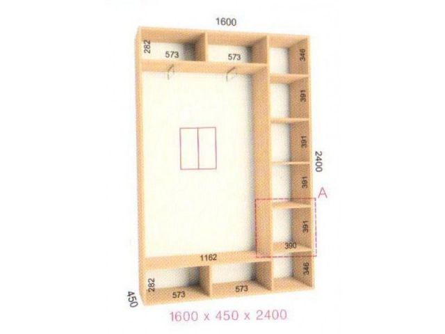 Шкаф купе Стандарт (1600-450-2400)