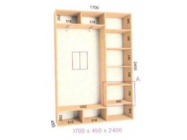 Шкаф купе Стандарт (1700-450-2400)