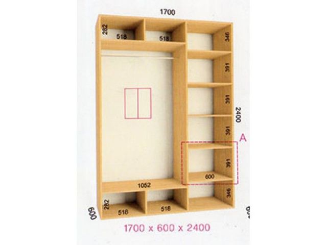 Шкаф купе Стандарт (1700-600-2400)