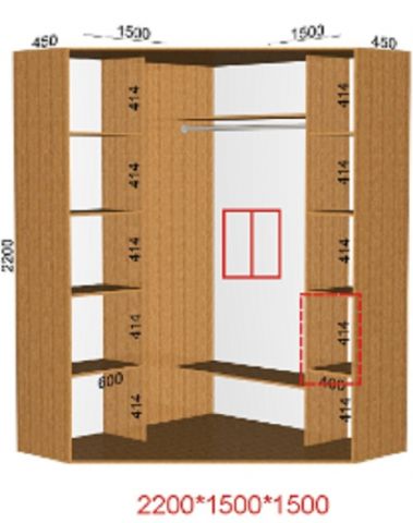 Шкаф-купе угловой (2200-450-1500)