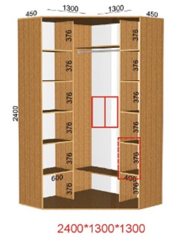 Шкаф-купе угловой (2400-450-1300)