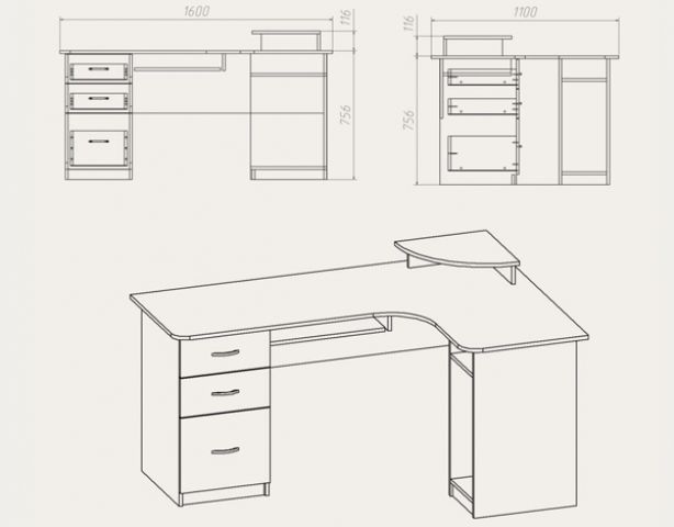 Компьютерный стол СУ-3