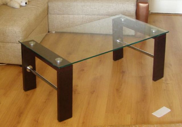 Журнальный стеклянный (прозрачный) стол СП-112: высота 500мм, глубина 600мм, ширина 1100мм