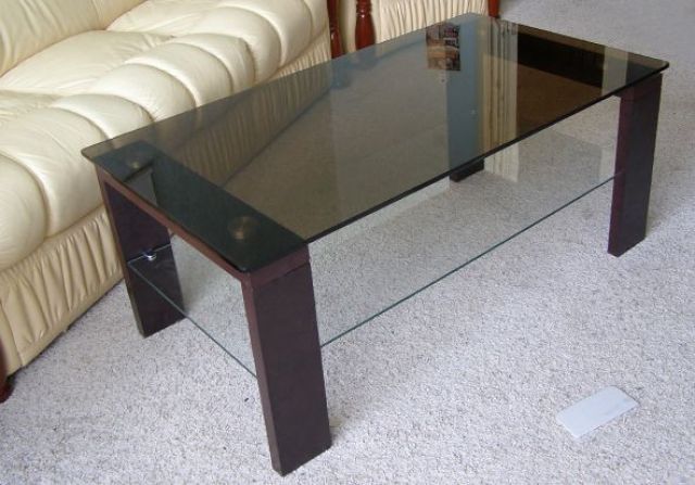 Журнальный стеклянный (прозрачный) стол СП-122: высота 450мм, глубина 600мм, ширина 1100мм