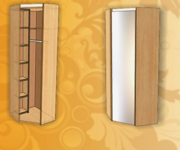 Шкаф-купе  угловой: высота 2200мм, глубина 450мм, ширина 800мм на 800мм