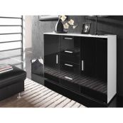 Комод UNI BLACK белый/черный глянец