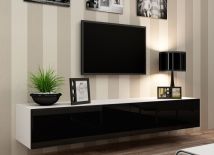 Тумба ТВ VIGO 180 белый/черный глянец